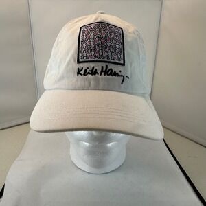 Keith Haring White Embroidered Baseball Cap Dad Hat Adjustable Strapback‎ pink